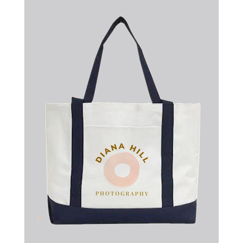 Customized Grocery Shopping Tote Bag With Large Outside Pocket - Personalized Tote Bags With Your Logo - PBPC