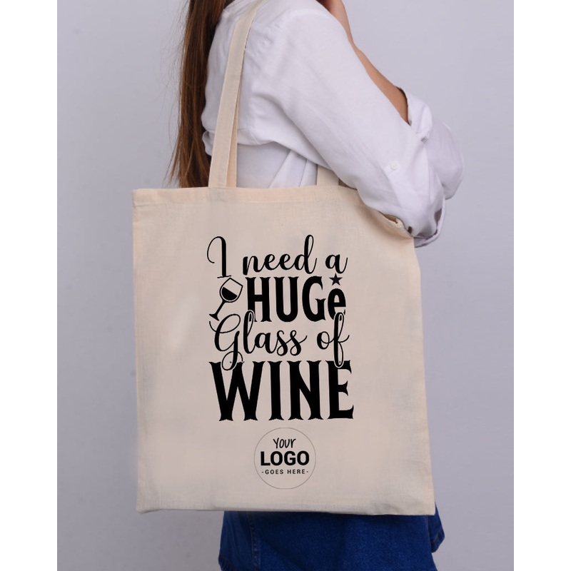 I Need A Huge Glass Of Wine Design - Winery Tote Bags