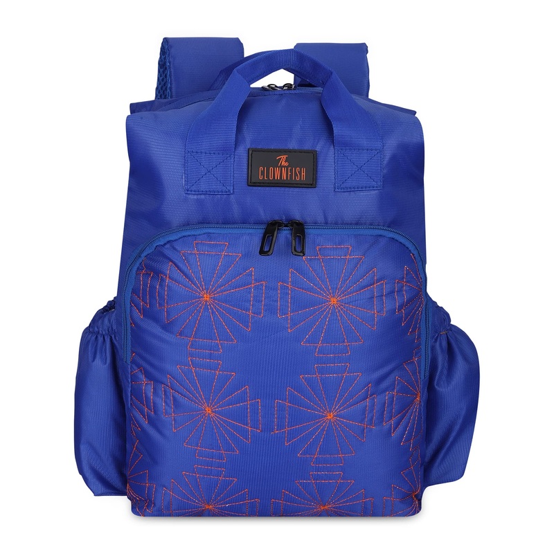 THE CLOWNFISH Mommy & Me Diaper Bag - Multi-functional with Insulated Bottle Holders | Includes Changing Mat | 13L | Royal Blue