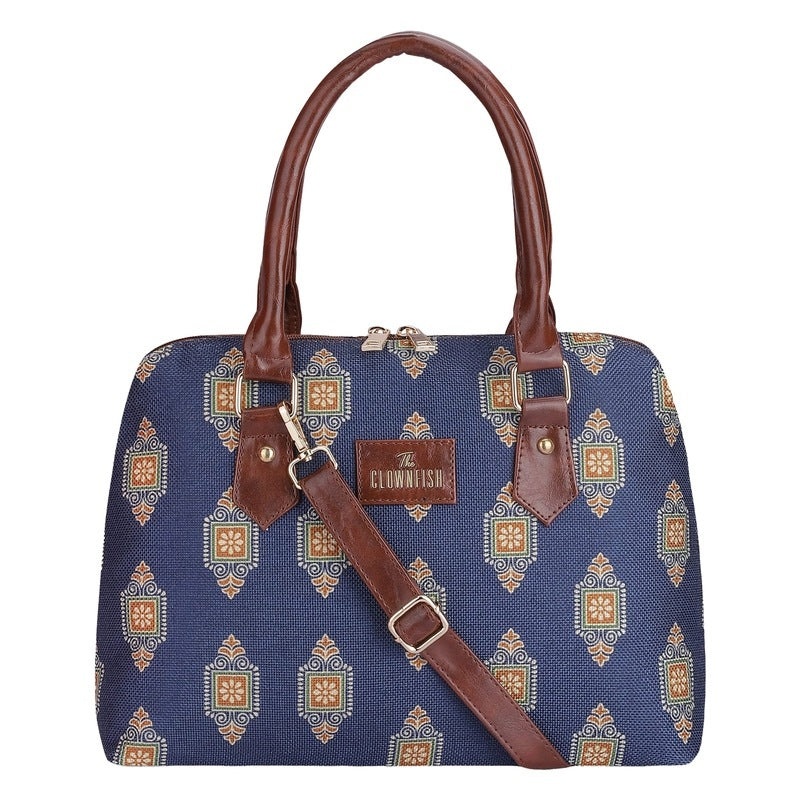 THE CLOWNFISH Montana Series Handbag for Women Office Bag Ladies Purse Shoulder Bag Tote For Women College Girls (Dark Blue)