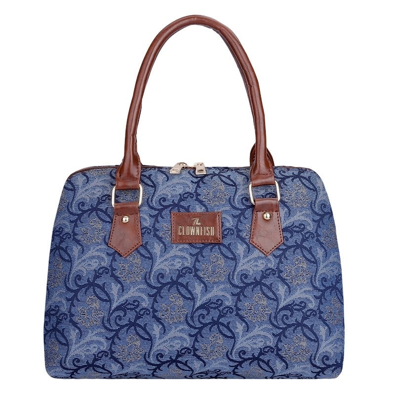 THE CLOWNFISH Montana Series Handbag for Women Office Bag Ladies Purse Shoulder Bag Tote For Women College Girls (Maroon-Floral)
