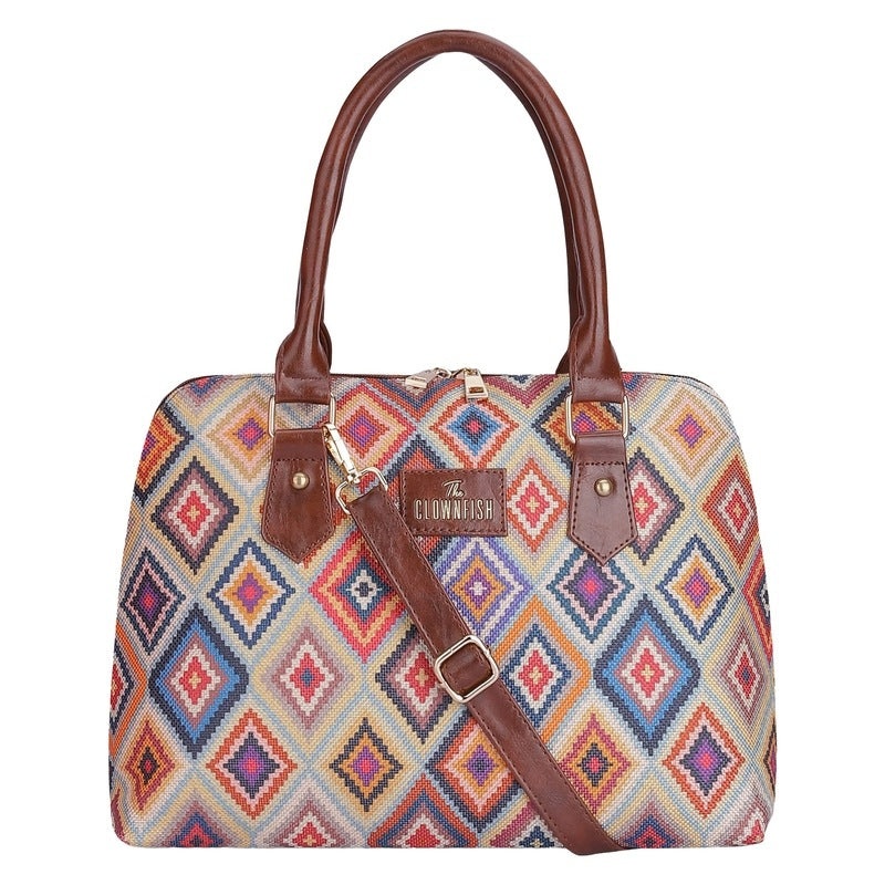 THE CLOWNFISH Montana Series Handbag for Women Office Bag Ladies Purse Shoulder Bag Tote For Women College Girls (Multicolour-Diamond)