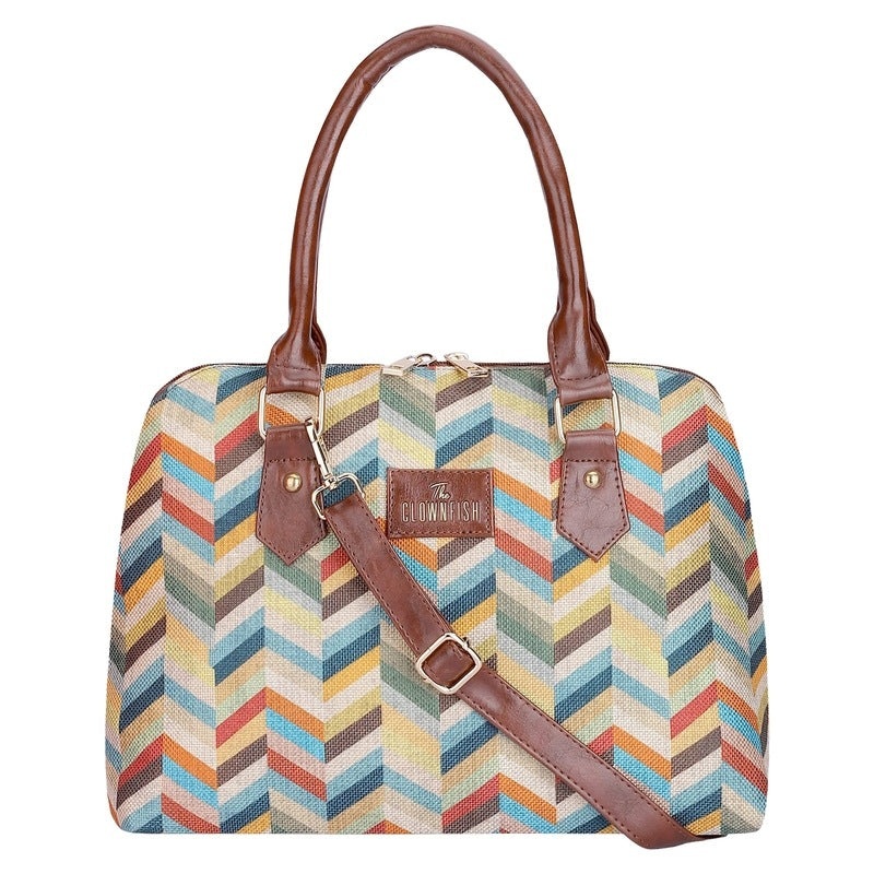 THE CLOWNFISH Montana Series Handbag for Women Office Bag Ladies Purse Shoulder Bag Tote For Women College Girls (Multicolour-Rainbow)