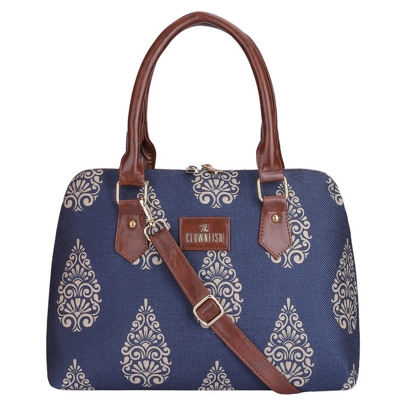 THE CLOWNFISH Montana Series Handbag for Women Office Bag Ladies Purse Shoulder Bag Tote For Women College Girls (Navy Blue-Design)