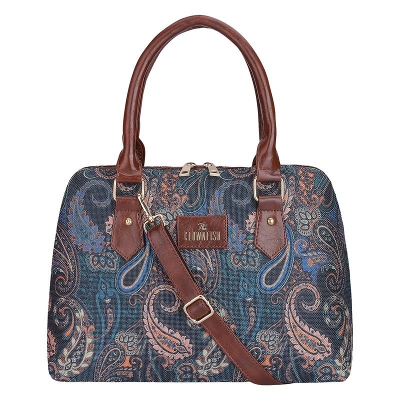 THE CLOWNFISH Montana Series Handbag for Women Office Bag Ladies Purse Shoulder Bag Tote For Women College Girls (Peacock Blue)