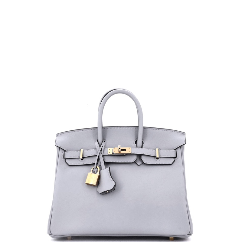 Birkin Handbag Grey Swift with Permabrass Hardware 25