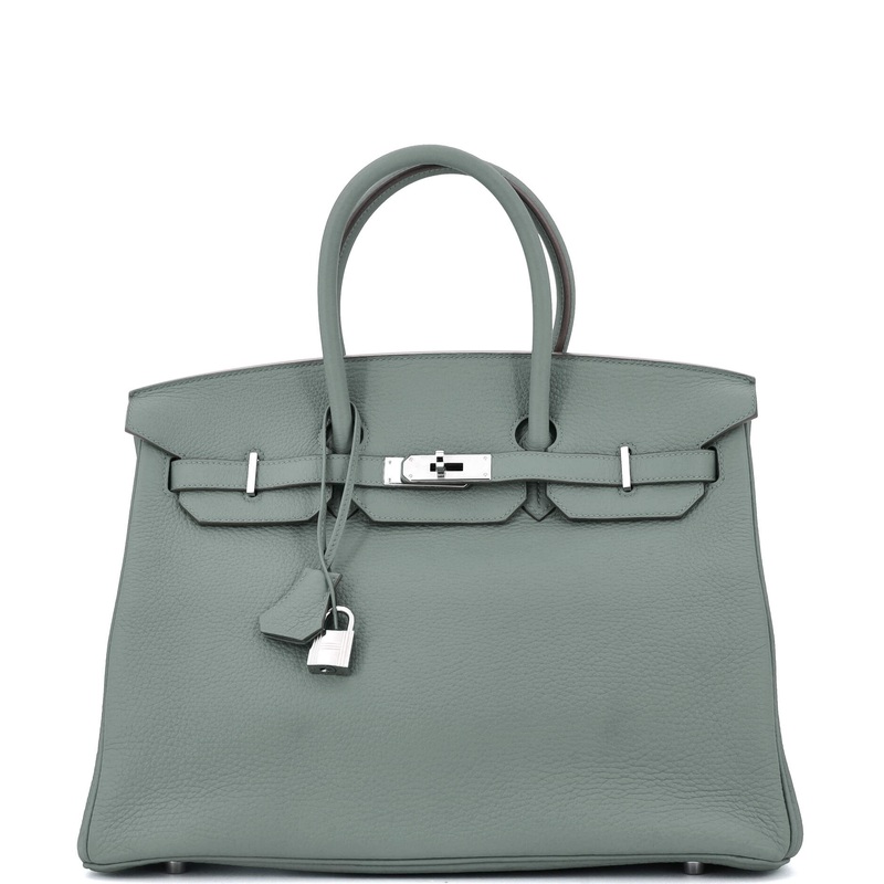 Birkin Handbag Vert Amande Togo with Palladium Hardware 35