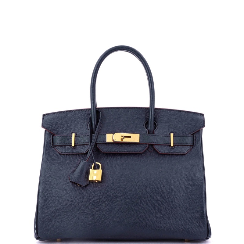 Contour Birkin Bag Bleu Indigo Epsom with Gold Hardware 30