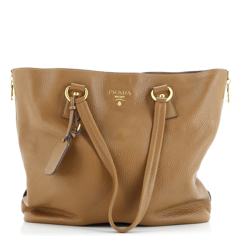 Side Zip Shopper Tote Vitello Daino Large
