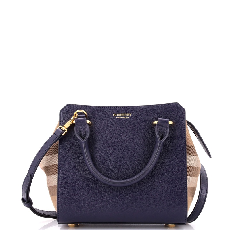 Banwell Tote Leather and House Check Canvas Mini