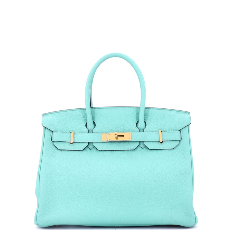 Birkin Handbag Bleu Atoll Togo with Gold Hardware 30