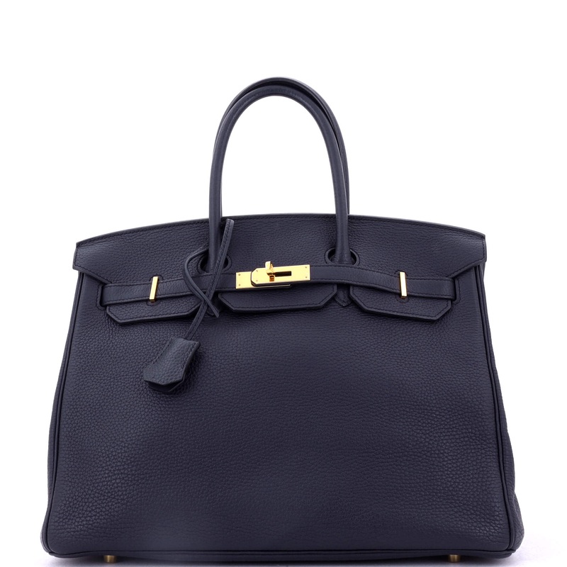 Birkin Handbag Bleu Indigo Togo with Gold Hardware 35