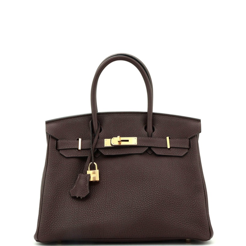 Birkin Handbag Chocolat Clemence with Gold Hardware 35