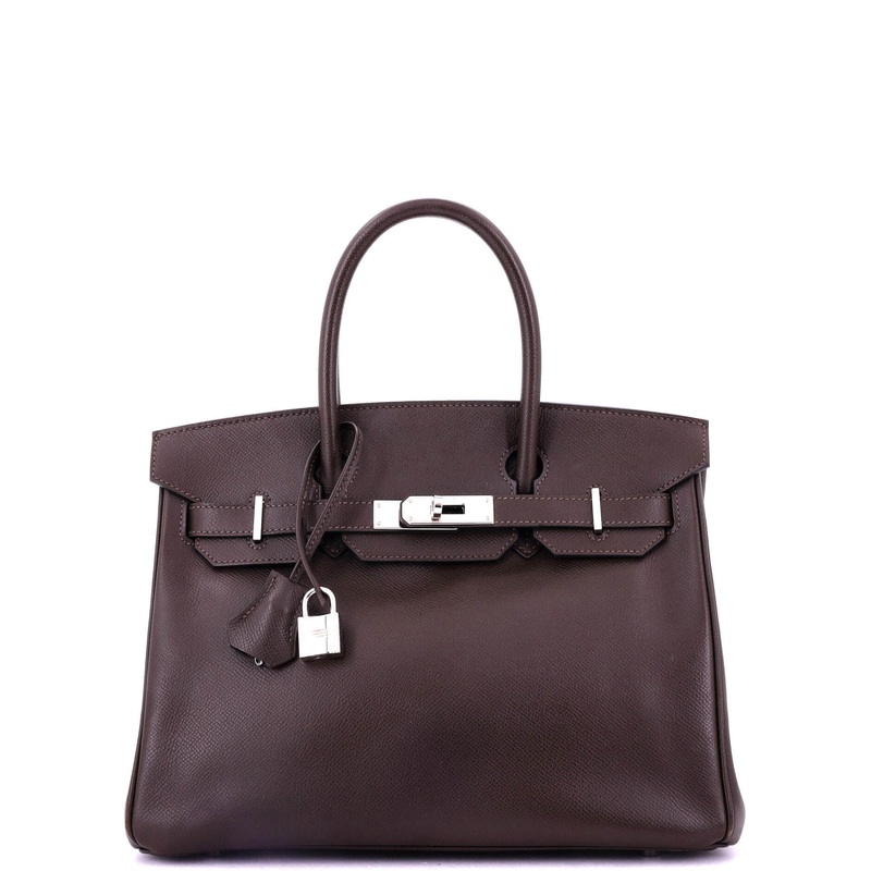 Birkin Handbag Chocolat Epsom with Palladium Hardware 30