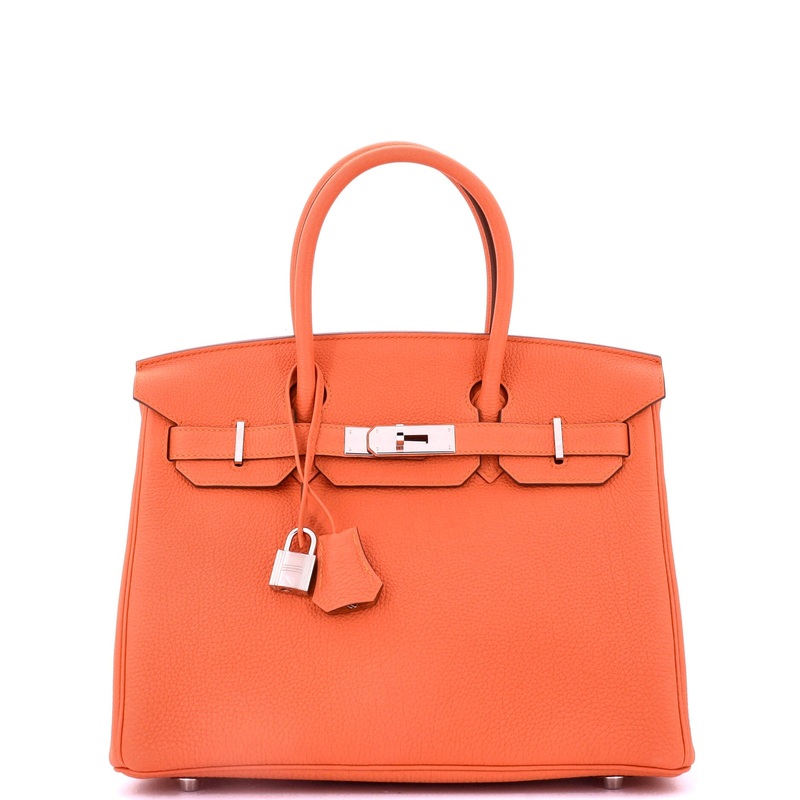 Birkin Handbag Feu Togo with Palladium Hardware 30