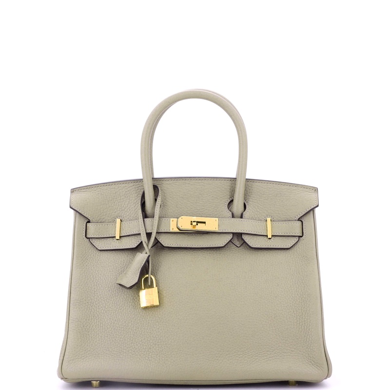 Birkin Handbag Sauge Clemence with Gold Hardware 30