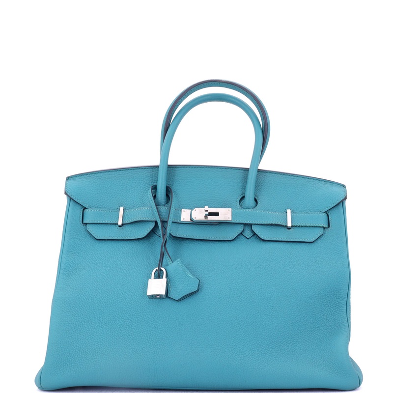 Birkin Handbag Turquoise Togo with Palladium Hardware 35