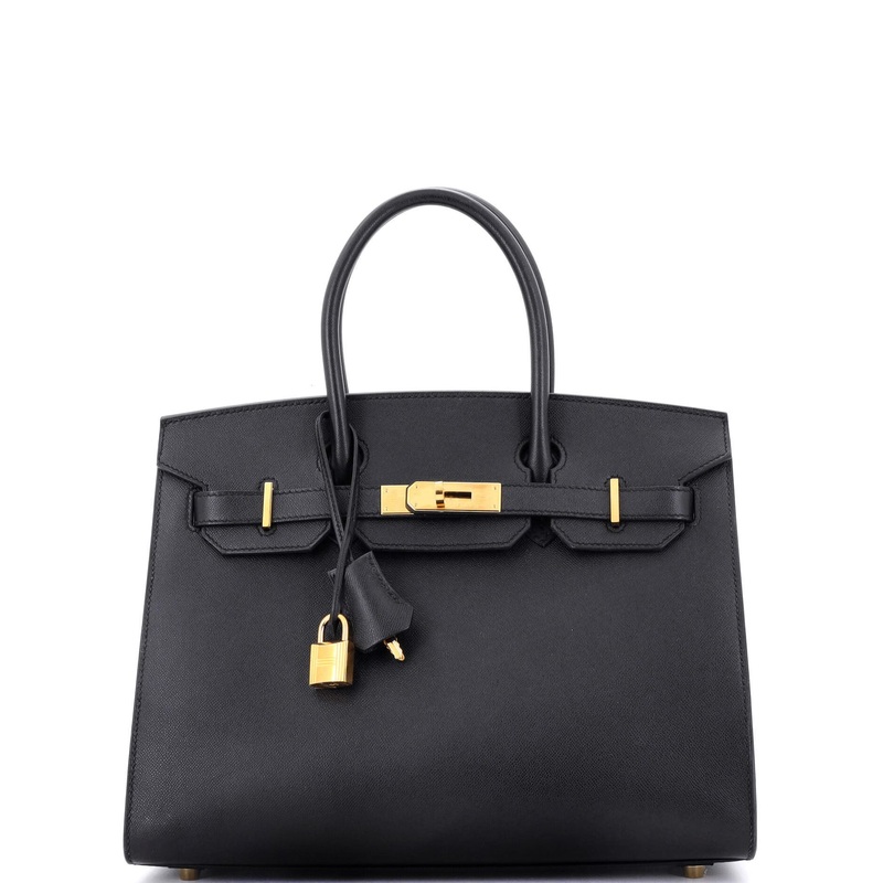 Birkin Sellier Bag Noir Madame with Gold Hardware 30