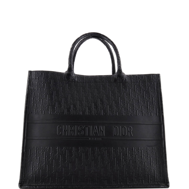 Book Tote Oblique Embossed Calfskin Large