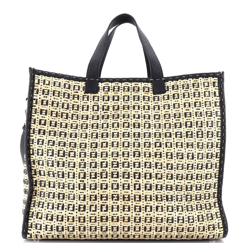 Convertible Shopper Tote Zucchino Woven Raffia Large