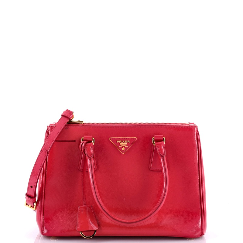 Double Zip Lux Tote Vernice Saffiano Leather Mini