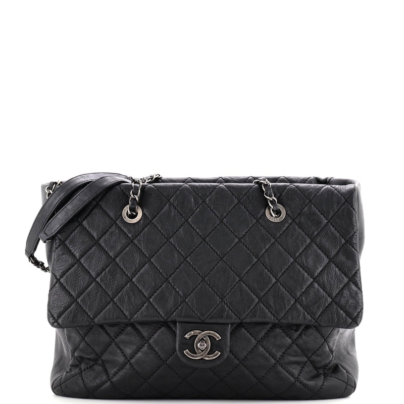 Front Pocket Shopping Tote Quilted Calfskin Medium