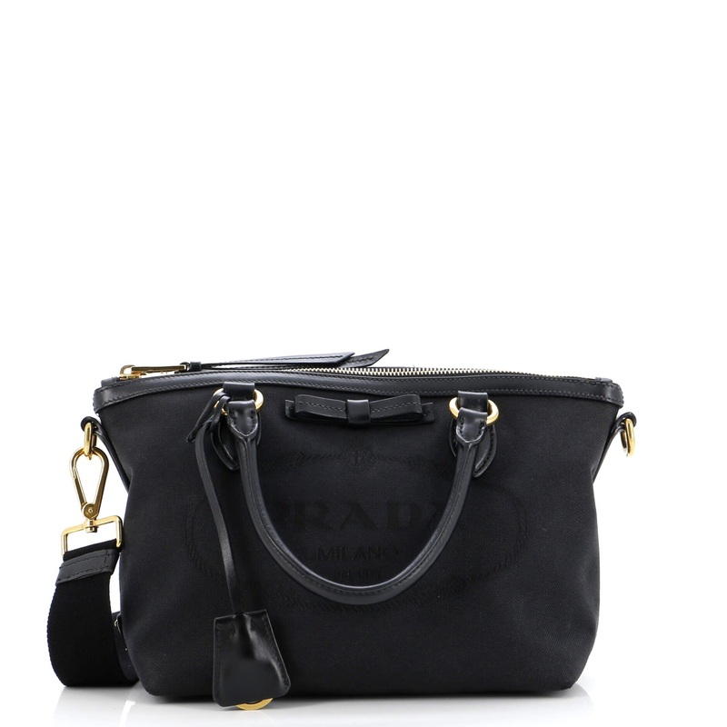 Logo Convertible Zip Tote Canvas with Leather Small