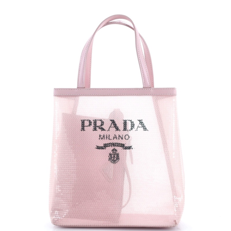 Logo Open Tote Sequined Mesh Small