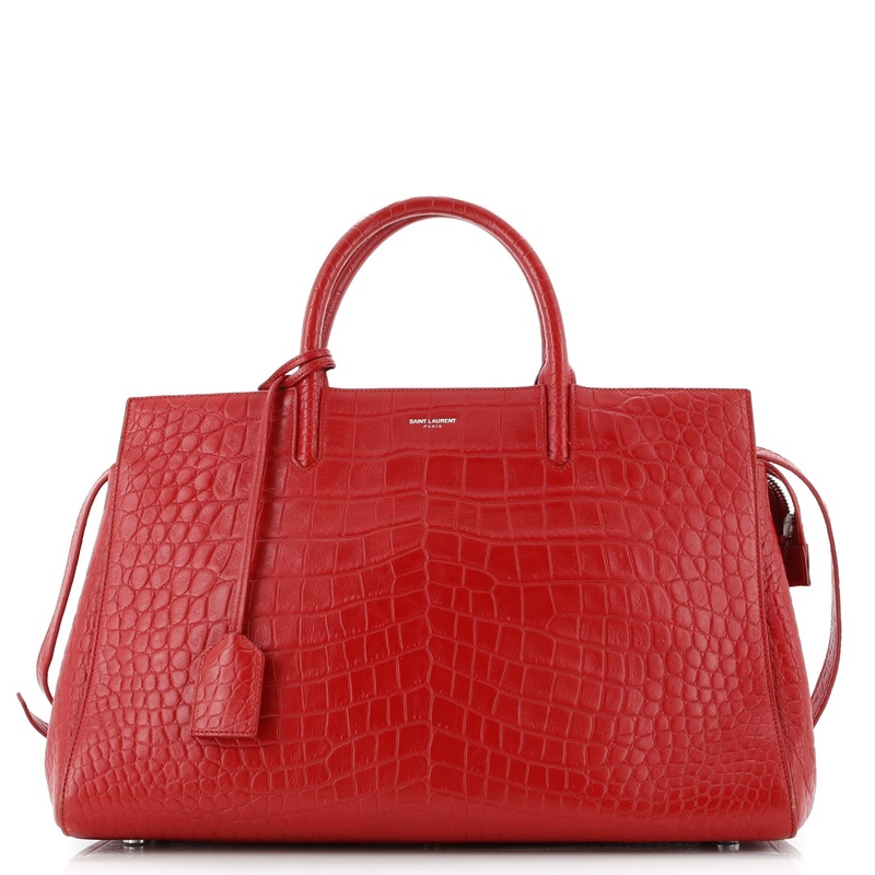Rive Gauche Cabas Crocodile Embossed Leather Medium