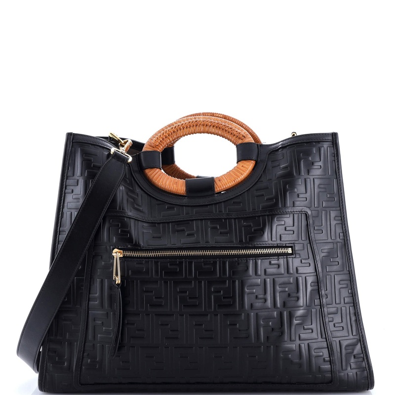 Runaway Shopper Tote Logo Embossed Leather Large