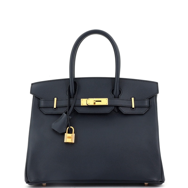 Birkin Handbag Bleu Indigo Epsom with Rose Gold Hardware 30