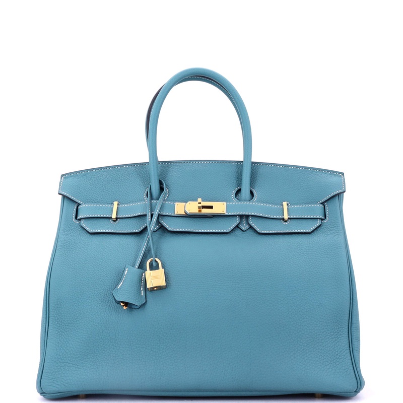Birkin Handbag Bleu Jean Togo with Gold Hardware 35