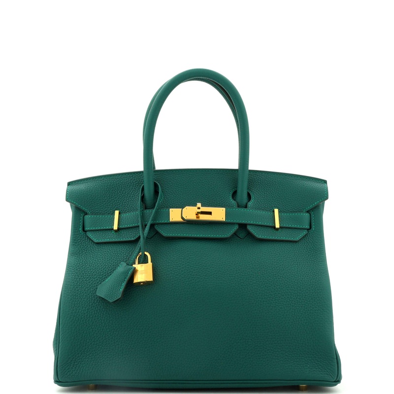 Birkin Handbag Malachite Togo with Gold Hardware 30