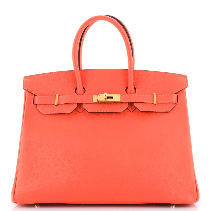 Birkin Handbag Rouge Pivoine Epsom with Gold Hardware 35