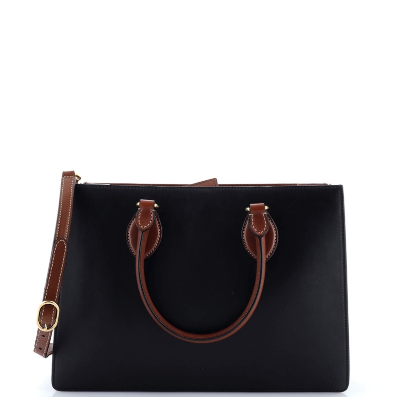 Convertible Gusset Tote Leather Medium