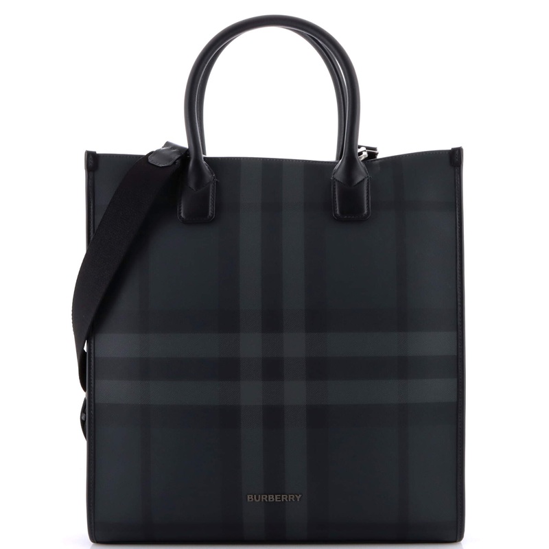 Convertible Tote London Check Coated Canvas with Leather Medium