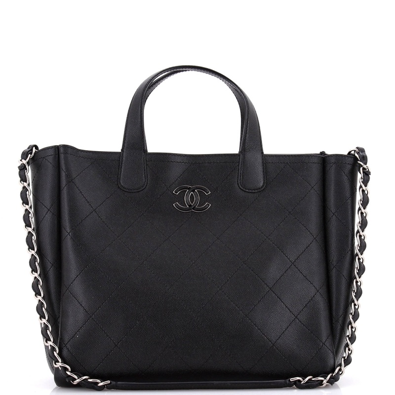 Covered CC Shopping Tote Stitched Caviar Medium
