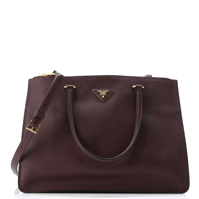 Cuir Double Zip Tote Saffiano Leather Medium