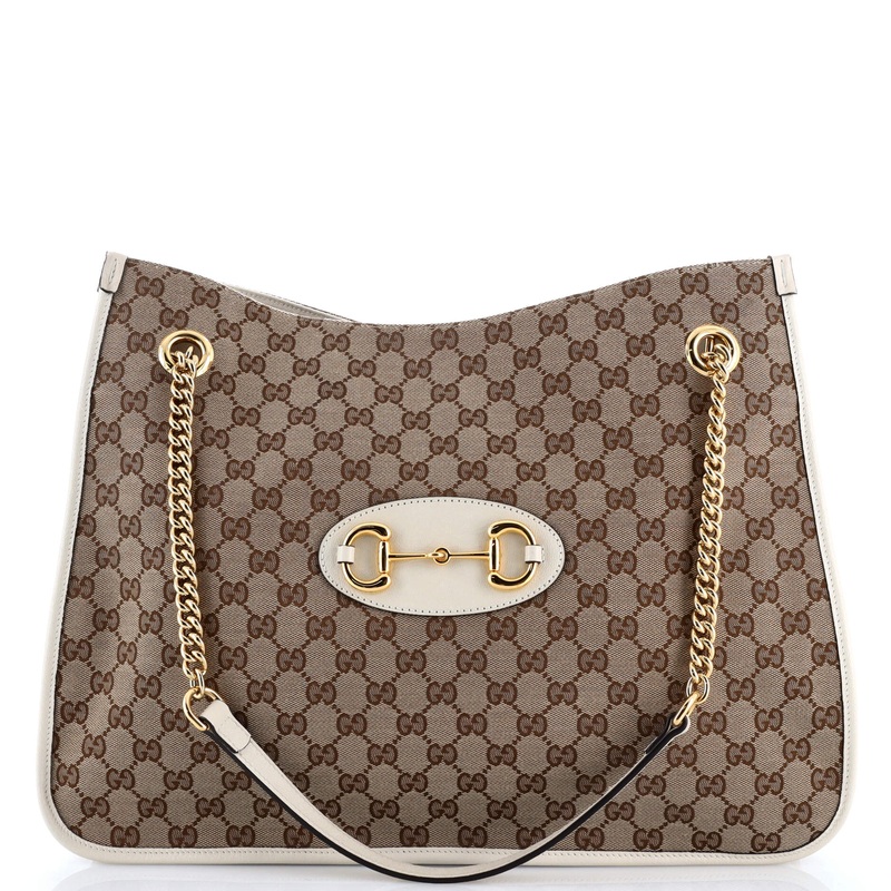 Horsebit 1955 Chain Tote GG Canvas with Leather Large
