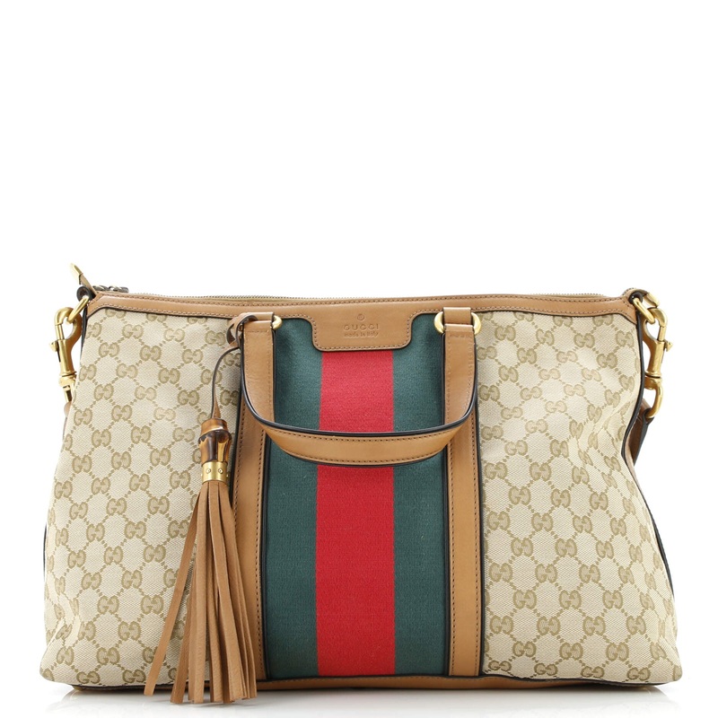 Rania Convertible Top Handle Bag Web GG Canvas Medium