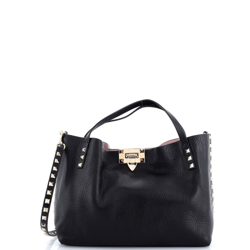 Rockstud Convertible Flip Lock Tote Leather Small