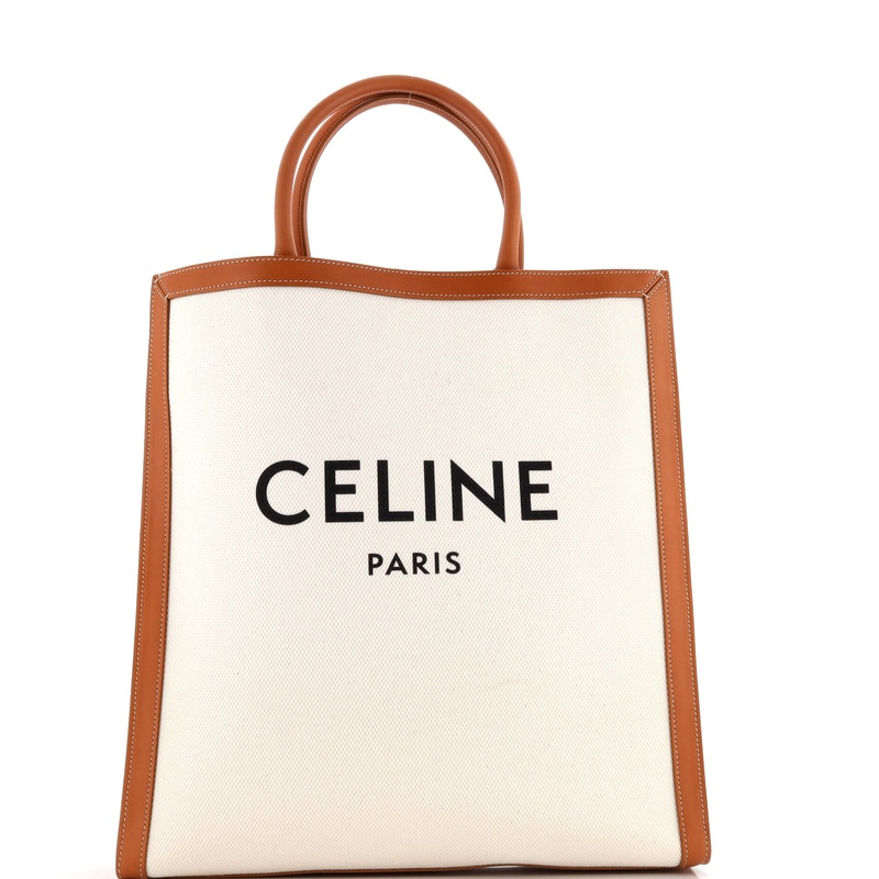 Vertical Cabas Tote Canvas with Leather Large