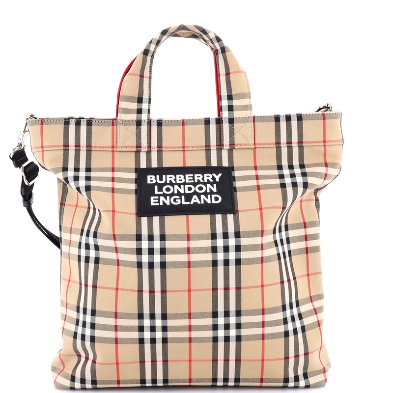 Artie Convertible Tote Bag Vintage Check Canvas