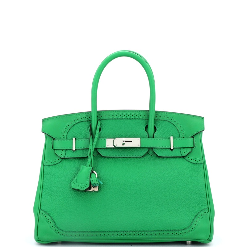 Birkin Ghillies Bag Bamboo Togo and Swift with Palladium Hardware 30