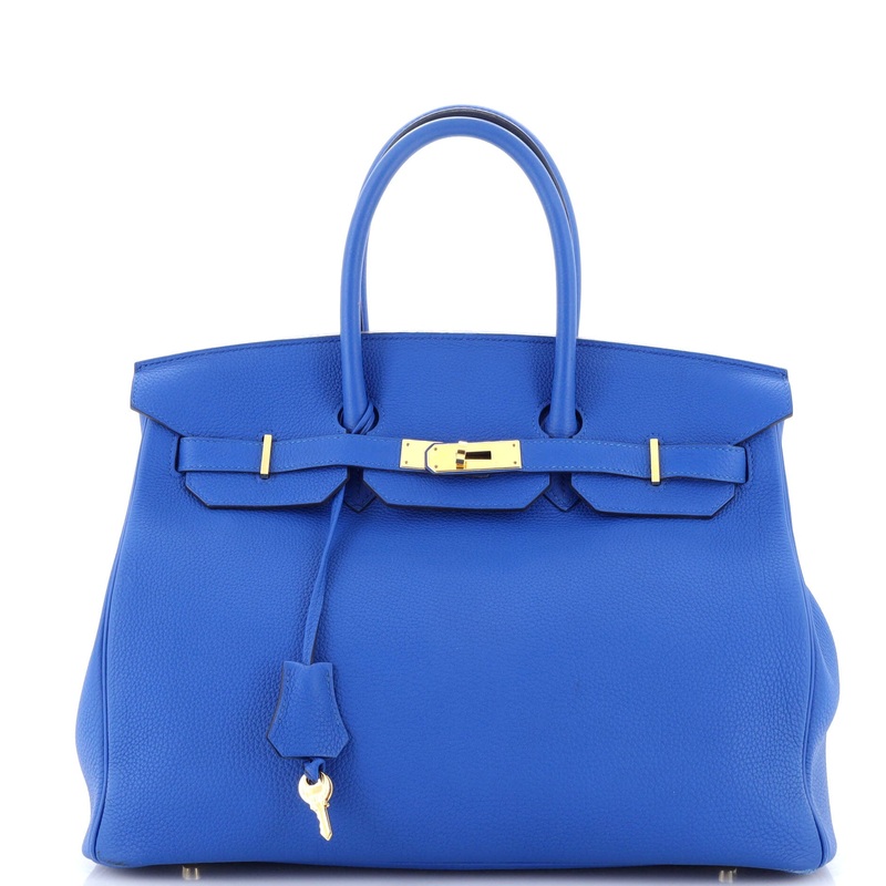 Birkin Handbag Bleu Zellige Togo with Gold Hardware 35