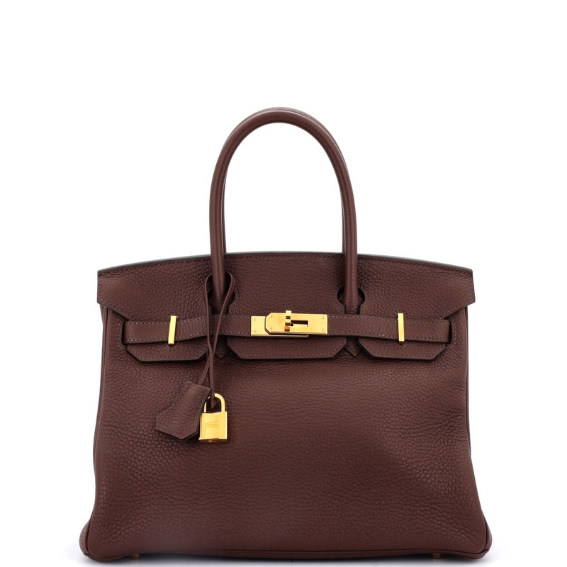 Birkin Handbag Havane Clemence with Gold Hardware 30