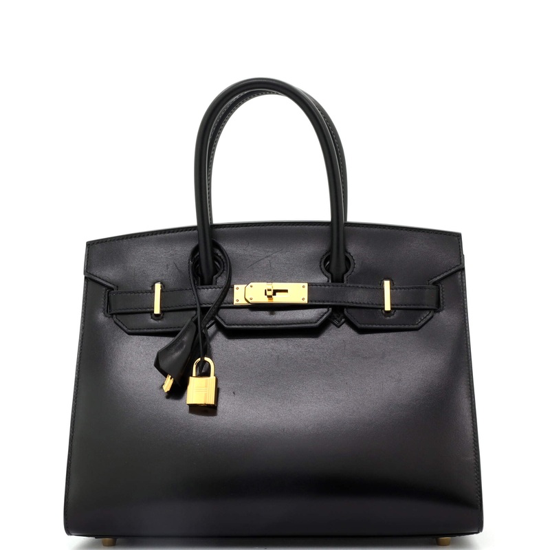 Birkin Sellier Bag Noir Box Calf with Gold Hardware 30