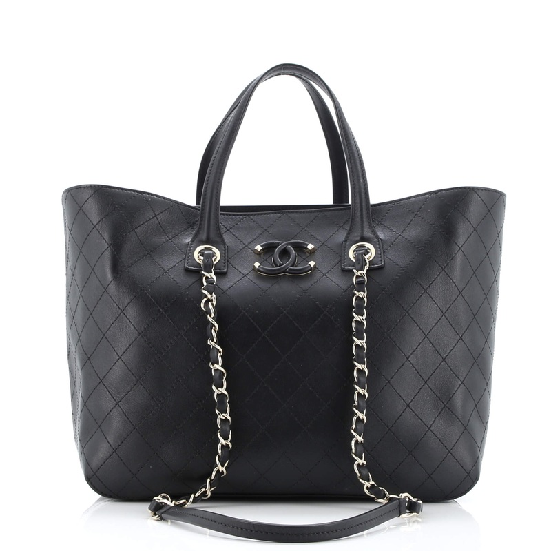 Covered CC Shopping Tote Stitched Calfskin Medium