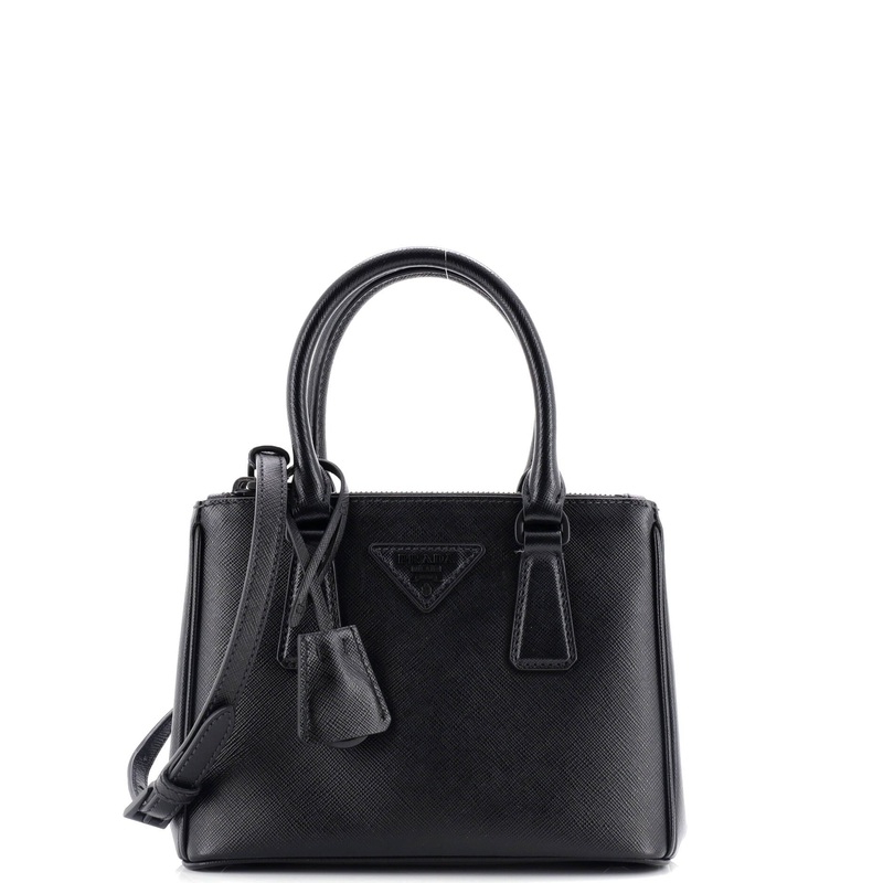 Monochrome Galleria Double Zip Tote Saffiano Leather Mini