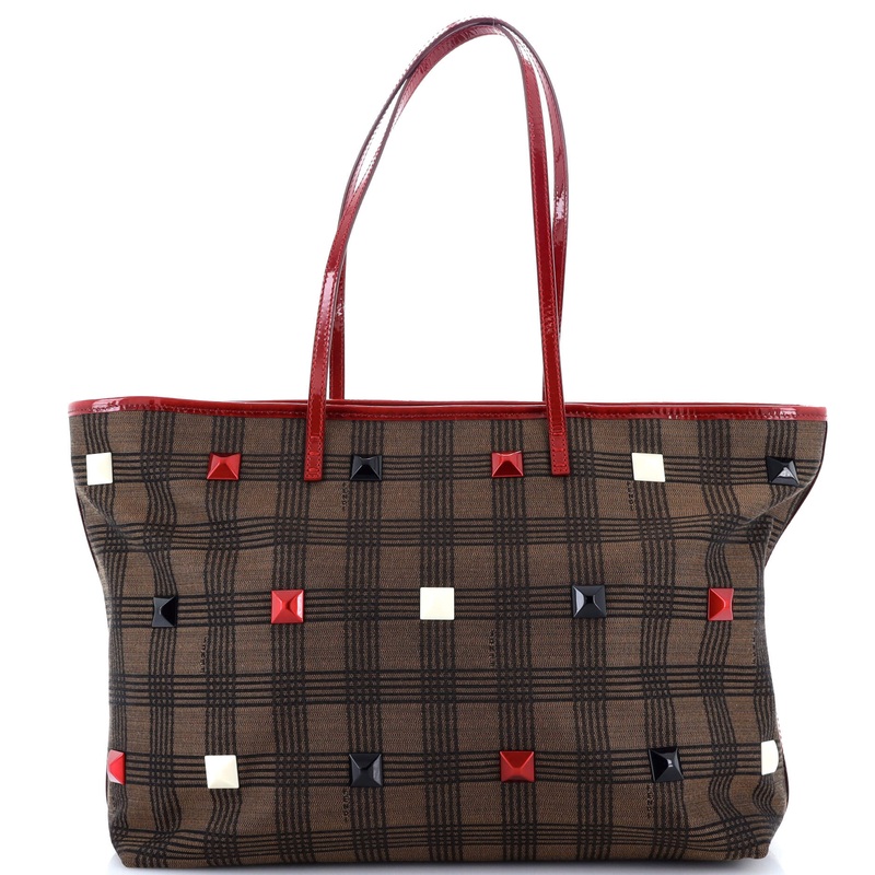 Roll Tote Studded Printed Canvas Medium